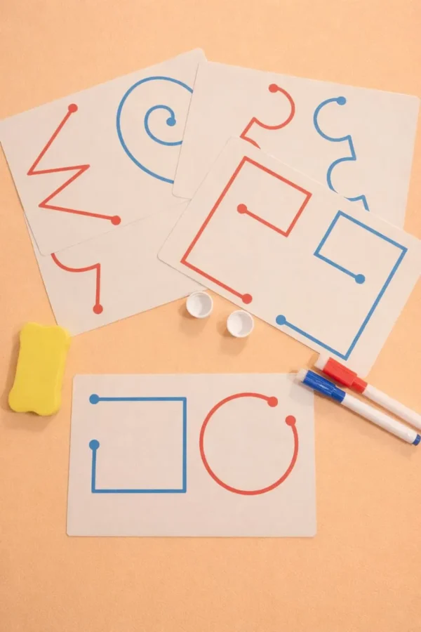 Mejora la escritura y la conexión cerebral con nuestro Juego de Trazos Bimanuales. Tarjetas laminadas para trabajar la grafomotricidad y la coordinación con ambas manos. ¡Compralo en Mundo Dislexia!