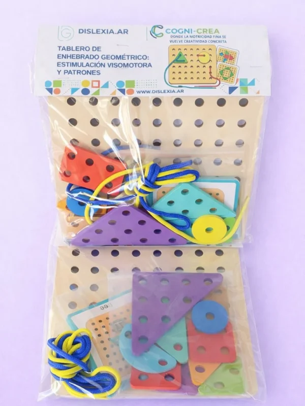 Tablero de enhebrado para estimulación de motricidad fina y coordinación