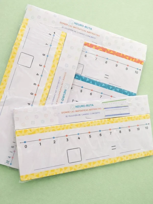Set de rectas numéricas laminadas para escribir y borrar, niveles 0-10 y 0-20